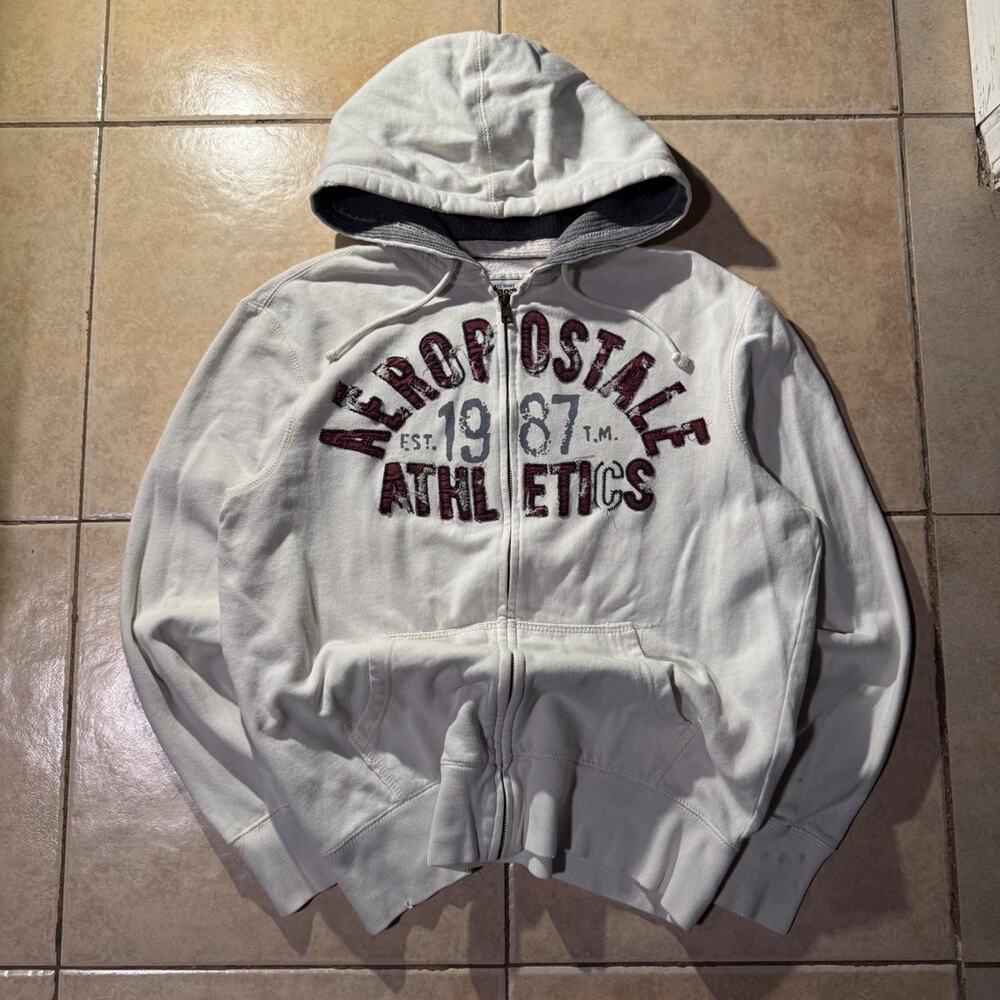 Vintage 2000s gray aeropostale zip up hoodie Size M in mens